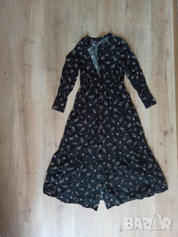 Дълга лятна рокля Etam, XS, черна на цветя, снимка 1 - Рокли - 45604674