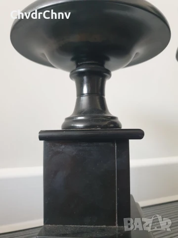 2бр стари мраморни свещници 22см-4кг/чифт декорации за мраморен каминен часовник, снимка 8 - Антикварни и старинни предмети - 51302103