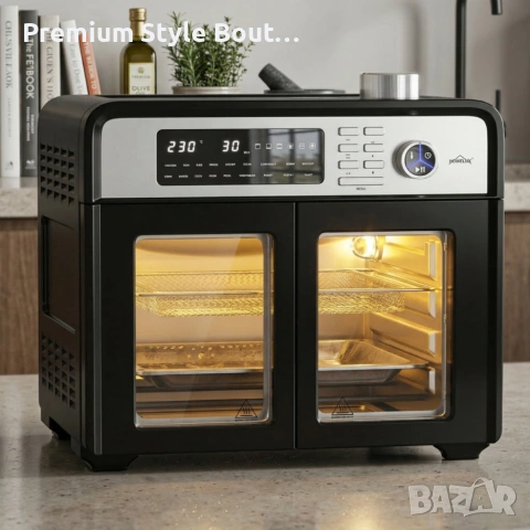 Комбиниран фритюрник с горещ въздух и фурна XXL 28 литра - здравословно готвене за цялото семейство, снимка 3 - Фритюрници - 53892364