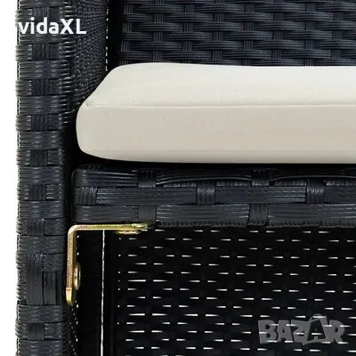 vidaXL 2-местен градински диван с възглавници, черен, полиратан(SKU:43910), снимка 3 - Градински мебели, декорация  - 48438740