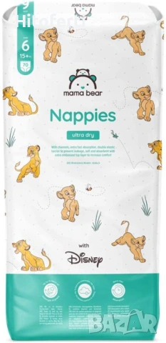Пелени Mama Bear Disney Ultra Dry пелени, размер 6 (15+ кг), 70 броя, бели, снимка 2 - Пелени, памперси - 53771746