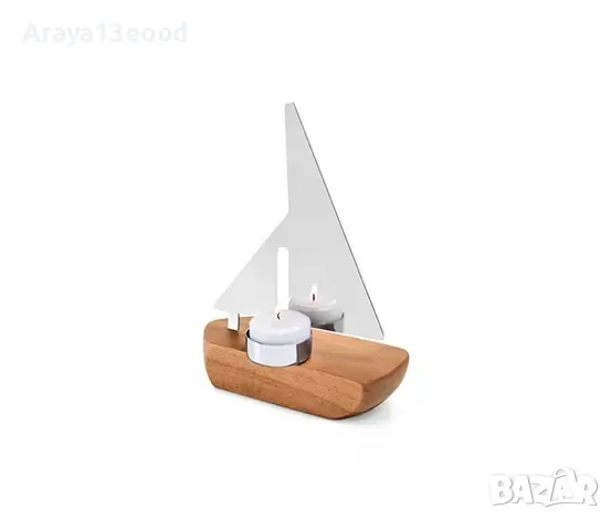 TCHIBO Свещник лодка от натурално дърво и стомана, снимка 4 - Декорация за дома - 49905126