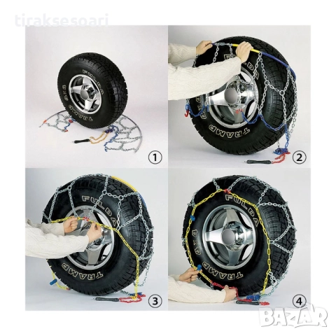 Метални вериги за сняг "Меча стъпка" KB220 – 4x4 усилени, 16мм, за джипове и бусове (14"-16"), снимка 2 - Аксесоари и консумативи - 52003920