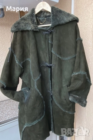 Кожух от естествена кожа, тъмно зелен 48(2XL)