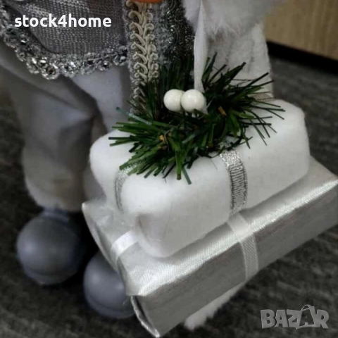 Коледна декоративна фигура Дядо Коледа в сребристи орнаменти, снимка 10 - Декорация за дома - 52525510