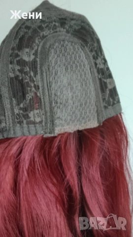  Дълга лейс фронт перука наситено бордо, снимка 3 - Аксесоари за коса - 54153902