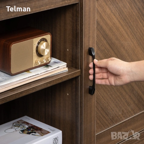 TV шкаф цвят орех с таблени врати, снимка 5 - Шкафове - 53985451