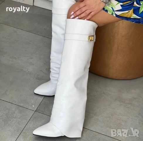 Ботуши на Платформа - Бяла Кожа