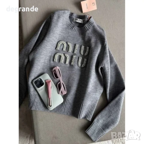 Пуловер MIU MIU с нашити перли, снимка 2 - Блузи с дълъг ръкав и пуловери - 51429672