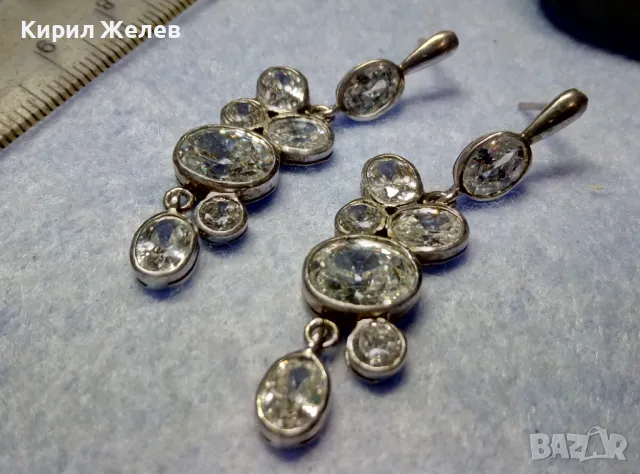 СКЪПОЦЕННИ СРЕБЪРНИ ОБЕЦИ РОДИРАНО СРЕБРО 925 с ЮВЕЛИРНО ФАСЕТИРАН МОЙСАНИТ ЧАСТ от КОМПЛЕКТ 38702