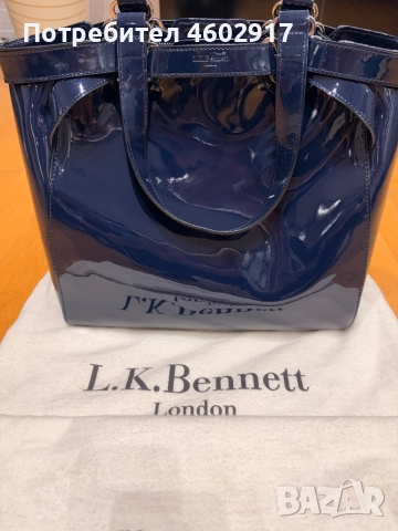 Чанта от естествен лак. Тъмно синьо, наситен плътен цвят, снимка 1