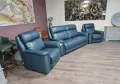 Тюркоазено син кожен комплект - диван тройка и два фотьойла La-z-boy, снимка 6