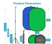 Комплект NEEWER 2-в-1 сгъваем фон за студио с две зелени и сини страни 150 x 200 м  със статив 260 , снимка 3