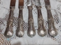Стари антикварни посребрени прибори ножове 5 бр. маркирани, снимка 2