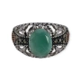 Мъжки сребърен пръстен с изумруд и марказит, снимка 4