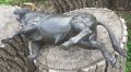Бик телец фигура статуетка стара голяма черна пластика, рога, животно, Варна, снимка 4