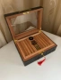 Хумидор за 50 пури – кедър, кожа, стъкло, дигитален хигрометър, снимка 3