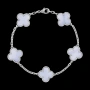 Van Cleef & Arpels VCA 5 Motifs Silver Chalcedony Vintage Alhambra Дамска Гривна, снимка 7
