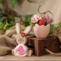 Великденска декорация дървено зайче с розова козина и яйце, 10x1.5x15 см., снимка 2