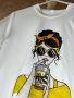 Дамска бяла тениска с рисунка на момиче + ПОДАРЪК слънчеви очила, снимка 2