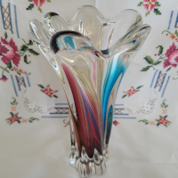Антикварна кристална ваза Art Glass Sommerso Sanyu Япония , снимка 5 - Други ценни предмети - 45036670