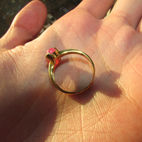 Сребърен пръстен и златно покритие с рубин. Камъни 6x6мм, снимка 4 - Пръстени - 44942427