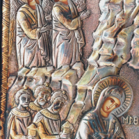 Сребърна икона"Раждането на Христос "сребро 950, снимка 7 - Икони - 44970917