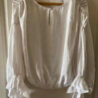 Нова разкошна елегантна бяла блуза топ буфан ръкав барок бароков стил, снимка 6 - Блузи с дълъг ръкав и пуловери - 45299376