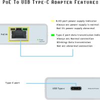 PROCET PoE+ към Type C Ethernet адаптер конвертор 23W,IEEE802.3at PD3.0 захранване и данни към USB С, снимка 2 - Друга електроника - 45556458