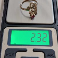 Дамски златен пръстен с инкрустирани диаманти и рубин, злато 12к., снимка 13 - Пръстени - 45434444