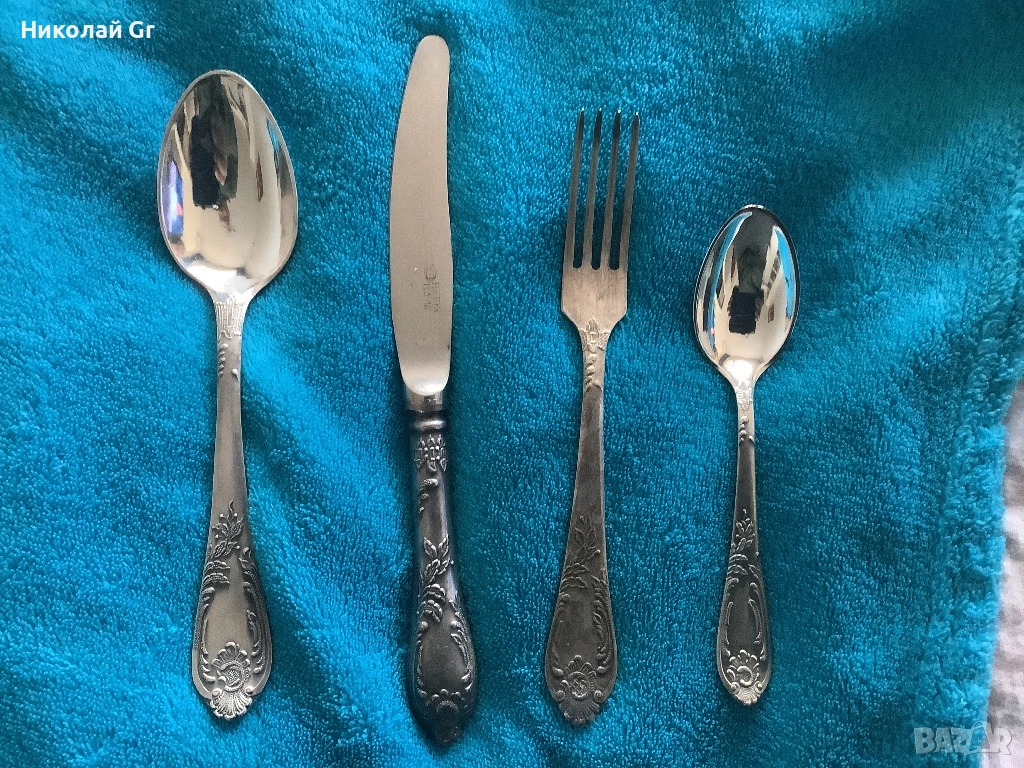 Десертен комплект посребрен в отлично състояние не се използва, снимка 1