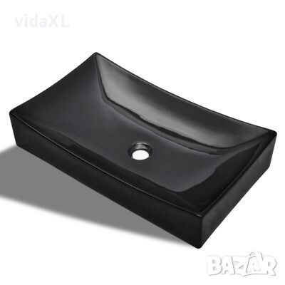 vidaXL Керамична правоъгълна мивка, черна(SKU:141926, снимка 1