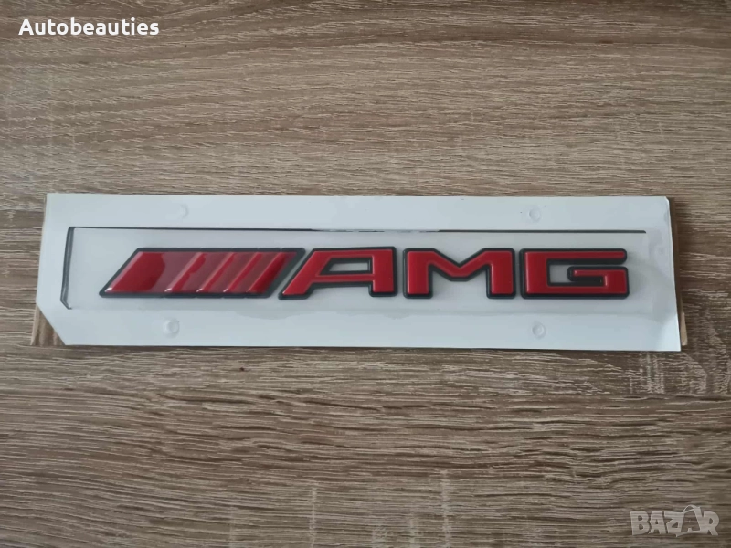 Mercedes Benz AMG червена емблема с черен кант, снимка 1