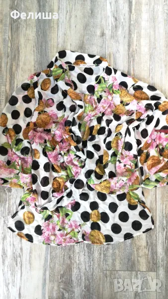 Разкошна Брандова Риза с Десен На Монети и Цветя Ефирен Модел, снимка 1