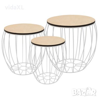 vidaXL Маси за кафе, 3 бр, шперплат топола, желязо（SKU:246837, снимка 1