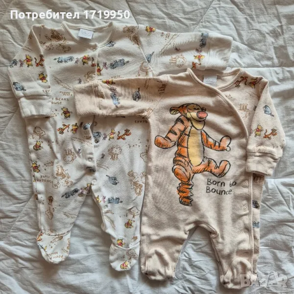 🧸🧸🧸
2 бр бебешки ромпъри 
56/62 см/ 0-3 месеца, снимка 1