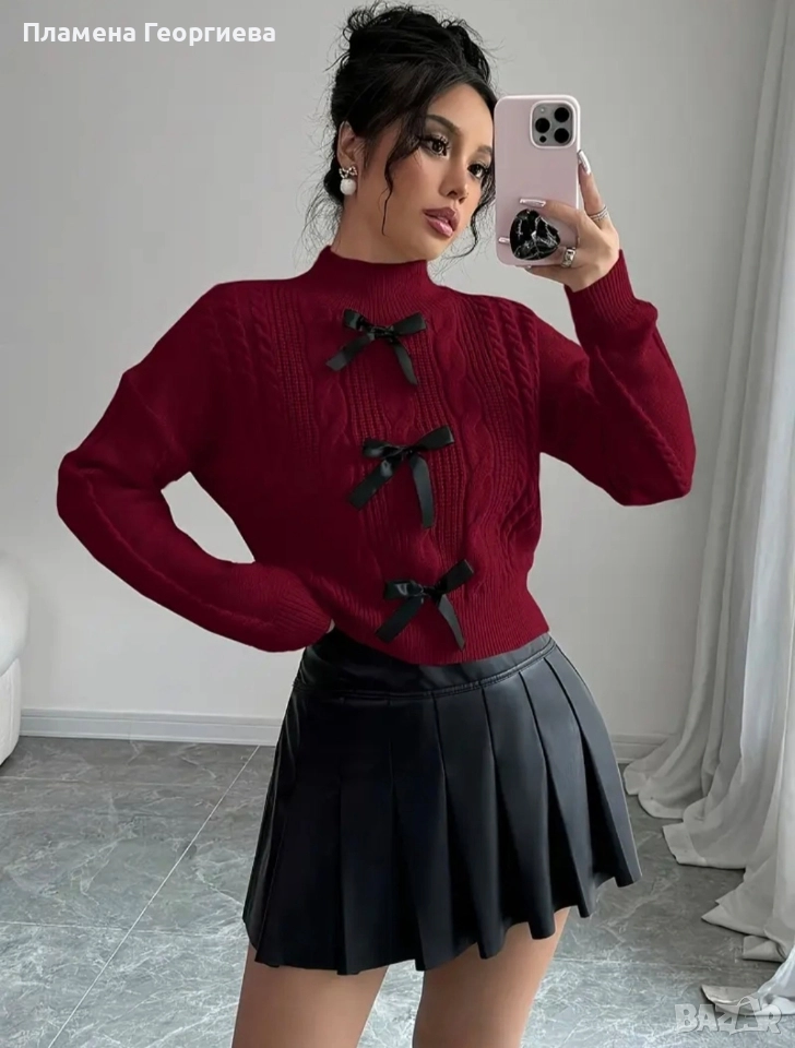 Дамски пуловер в бордо, снимка 1