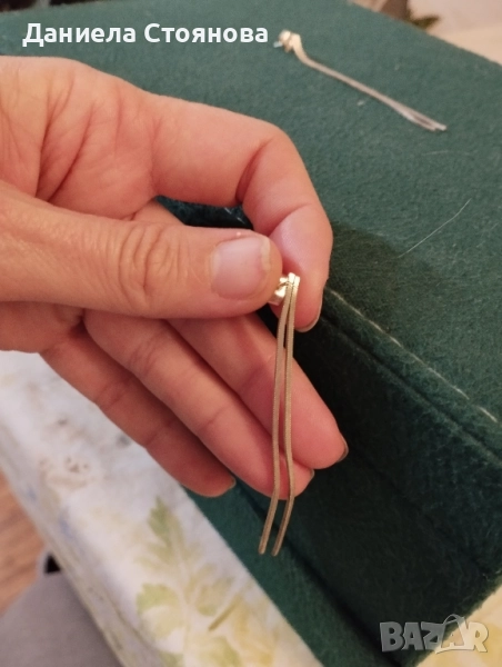 Сребърни висящи обеци ти синджир, снимка 1