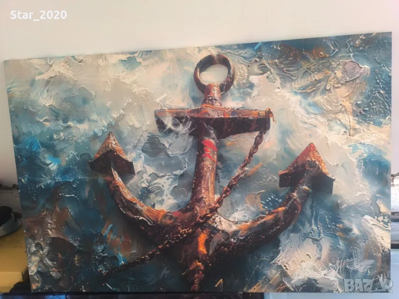 Светеща картина с LED осветление - котва, снимка 1