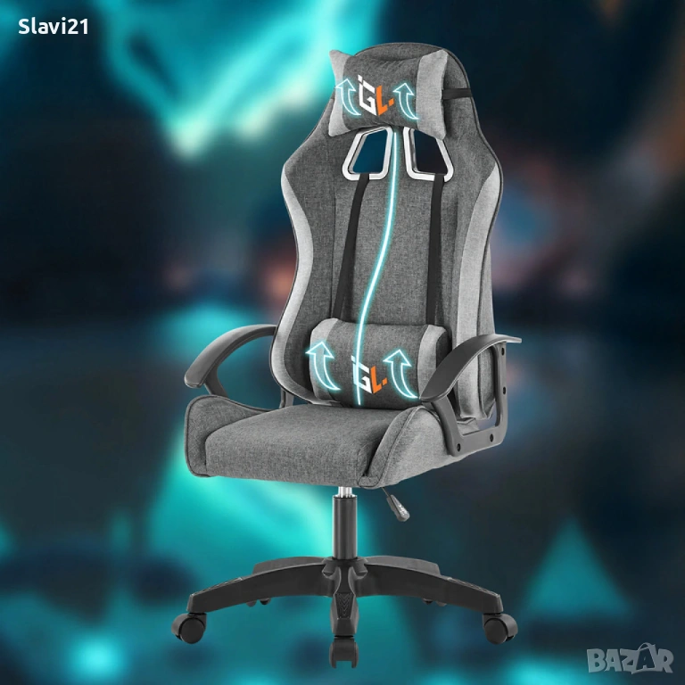 Ергономичен геймърски офис стол с лумбална и шийна опора , снимка 1