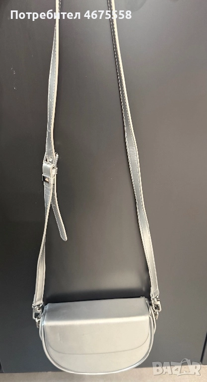 Кожена сребриста чанта Zarena, снимка 1
