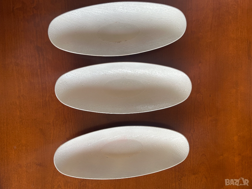 Овални бели плата за декорация 3 бр, снимка 1
