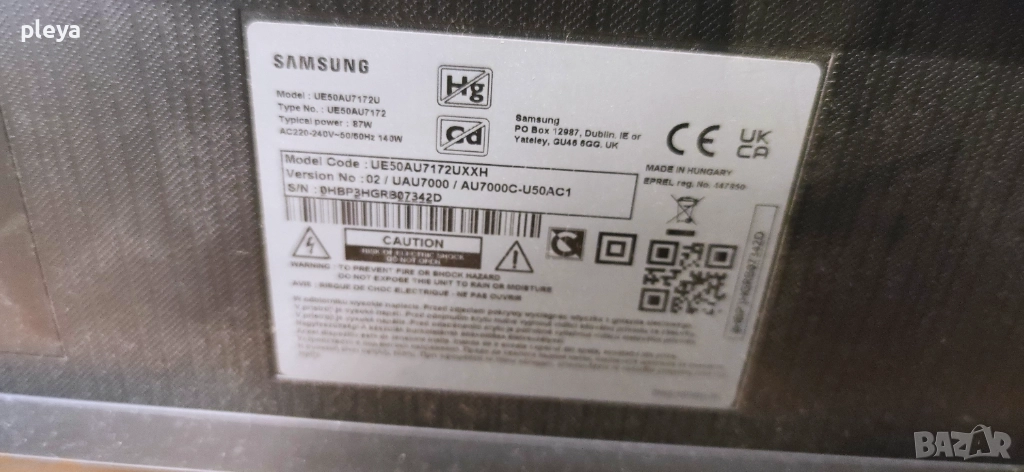Samsung телевизор 50 инча UE50AU7172UXXH със счупен екран, за части, снимка 1