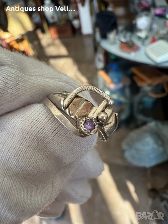 Сребърен пръстен с аметист №7642 , снимка 1