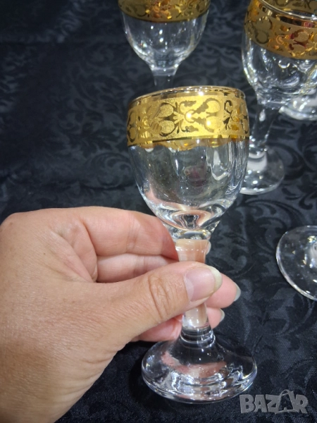 Сервиз с позлата( за аперитив/ракия), снимка 1
