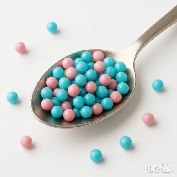 Захарни перли микс – розови и сини, снимка 1