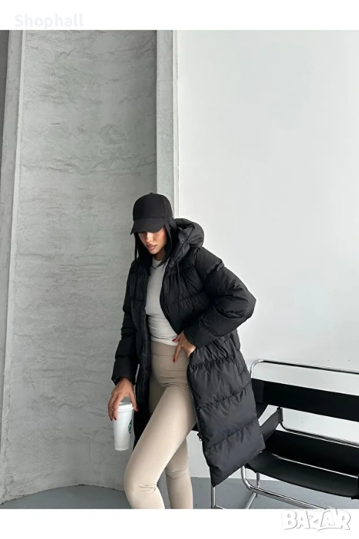 Дамско дълго яке с качулка. Размер 38., снимка 1