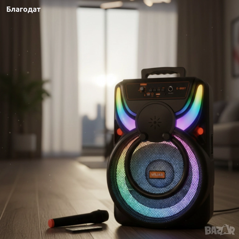 Преносима Bluetooth тонколона WSJAR E-8807 – Караоке, FM, LED ефекти, снимка 1