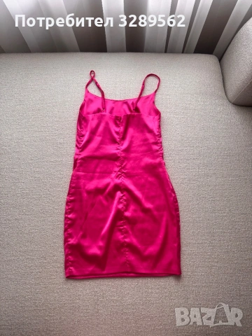 Цикламена сатенена рокля, снимка 2 - Рокли - 54022670