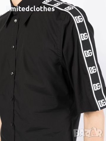 Dolce & Gabbana DG Black Logo Tape Мъжка Риза с Къс Ръкав size 40 (M / L), снимка 6 - Ризи - 46353009